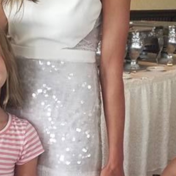 BBCBG MAXAZRIA (REYNA) WHITE SEQUINS/LACE COCKTAIL DRESS (SIZE 0) - Picture 12 of 13